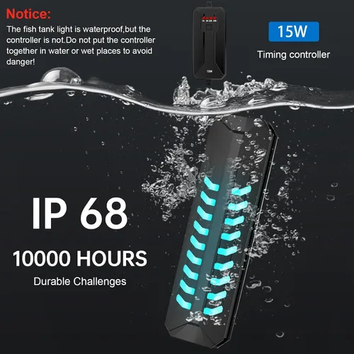 Miniatura 2 de Luz limpia para acuario, luz sumergible de 15 W, 18 W y 22 W, con temporizador, doble tubo para acuario, agua limpia, verde, transparente