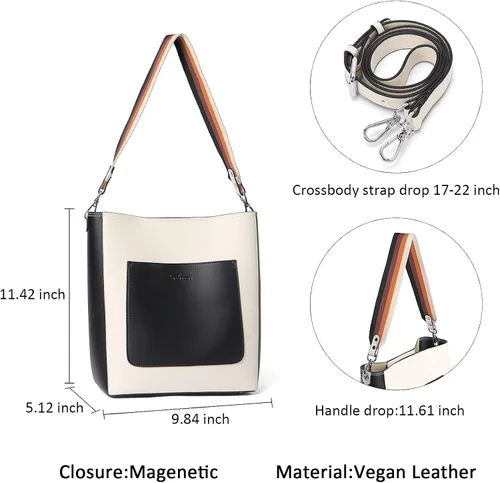 Miniatura 4 de BROMEN - Bolsa de mano de cuero para mujer, bolsa de hombro, bolsa bandolera