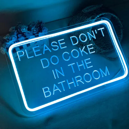 Miniatura 6 de Planzo Letrero LED de neón con texto en inglés «Please Don't Do Coke In The Bath» para el hogar, dormitorio, baño, sala de juegos, bar, tienda