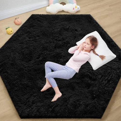 Miniatura 57 de EVOIONOS - Alfombra redonda gris para dormitorio, 5x5 pies; alfombras circulares suaves y esponjosas para sala de estar, alfombras de felpa peludas