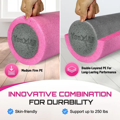 Miniatura 4 de Yes4All Rodillo de espuma EPP de alta densidad con respaldo redondo, rodillo de espuma de ejercicio para yoga, pilates y estiramientos, 12, 18, 24