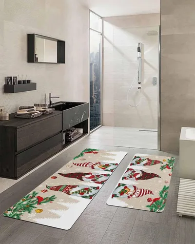 Miniatura 2 de Tapete de baño de Navidad para bañera, antideslizante, de secado rápido y absorbente, tierra de diatomeas, fregadero de cocina, lavable, gnomos