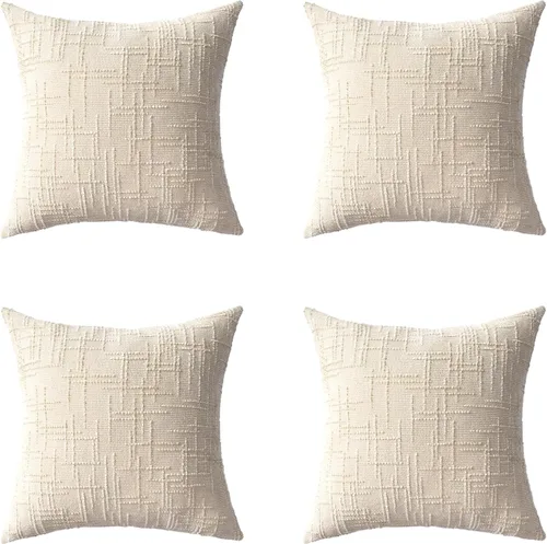 Miniatura 27 de Fundas de almohada decorativas de 18 x 18 pulgadas, juego de 4, suaves, sólidas, de estilo granja, fundas de almohada de chenilla para sofá, fundas