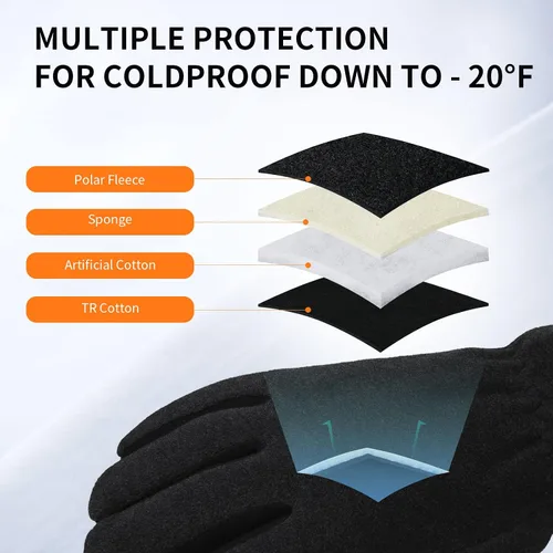 Miniatura 4 de Guantes de invierno para hombres y mujeres -20 F térmicos de piel de ciervo aislados, guantes de trabajo de forro polar cálido Heatlok de algodón