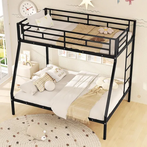 Miniatura 12 de Giantex Literas de metal tamaño individual sobre matrimonial, litera resistente para adolescentes y adultos con escalera y barandillas, litera