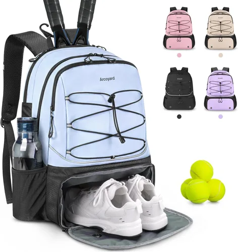 Miniatura 14 de Mochila de Tenis Arcoyard con Capacidad para 2 Raquetas, Bolsas de Tenis Profesionales para Mujeres, Mochila de Tenis con Compartimento Ventilado