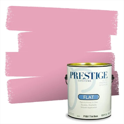 Miniatura 130 de Prestige Paints E100-T-SW6591 Pintura exterior e imprimación en uno, 1 galón, plano, combinación comparable de Sherwin Williams Amaryllis, 1 galón