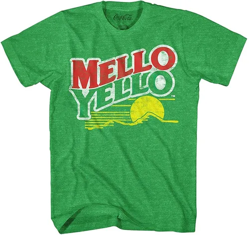 Coca-Cola Mello Yello Soda Pop Drink, divertida, clásica, vintage, color amarillo suave, con logotipo, para hombre y adulto, Verde (Heather Green)