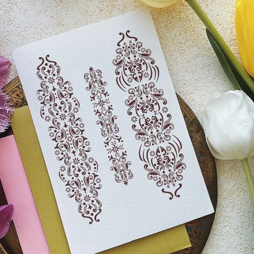 Miniatura 6 de Plantillas de pantalla de seda, transferencias de malla autoadhesivas, plantillas adhesivas reutilizables para pintar sobre madera, pizarra, tela