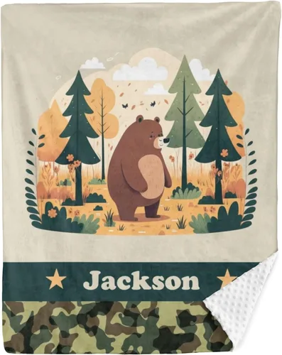 Miniatura 33 de Mantas de bebé personalizadas para niños, manta de felpa suave de doble capa con respaldo de puntos, manta personalizada de oso minky, manta de bebé