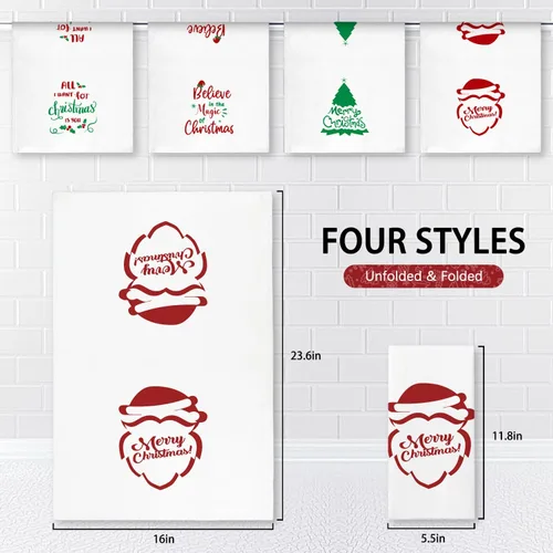 Miniatura 2 de Nialnant Juego de 4 paños de cocina de Navidad para cocina y baño, regalos de inauguración de la casa, decoración de Navidad para cocina, 16 x 23.6