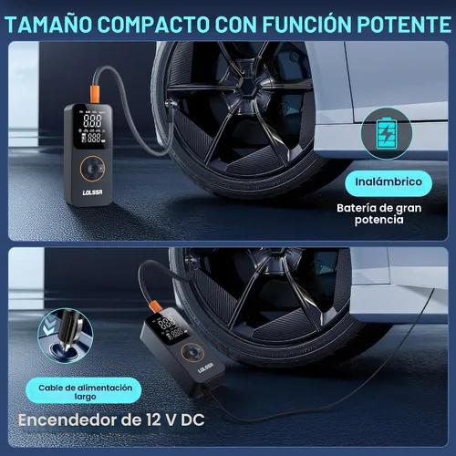 Miniatura 7 de Inflador de neumáticos, compresor de aire portátil, bomba de neumáticos 150PSI eléctrica inalámbrica para automóvil, motocicleta, bicicleta, bola