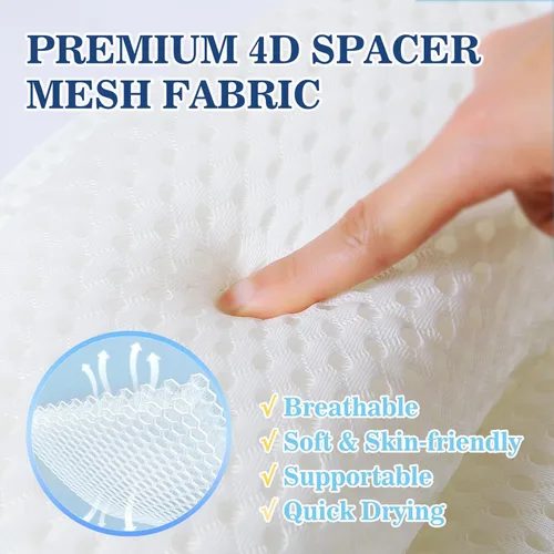 Miniatura 4 de Almohada de baño, almohadas de baño de lujo para soporte de cuello y espalda, almohada de bañera con tela de malla 4D suave y ventosas Blanco
