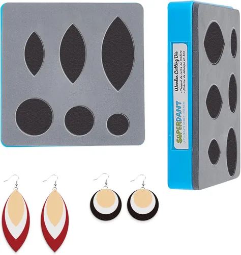 Miniatura 11 de SUPERDANT Troqueles de corte de cuero con borlas, 2 formas, aretes de cuero, troquelados con flecos, troquelados de madera, aretes colgantes, Gota