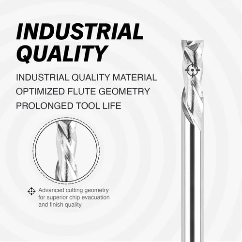 Miniatura 3 de Zahyox Broca de fresadora en espiral de vástago de 1/4 pulgadas, compresión arriba y abajo, carburo sólido, fresadora CNC recta para madera, 1/4