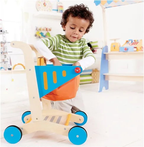Miniatura 7 de Carrito de compras de madera para niños Hape galardonado Multi, L: 16.9, W: 11.8, H: 19.8 pulgadas, Multi, Carrito de compras de juguetes