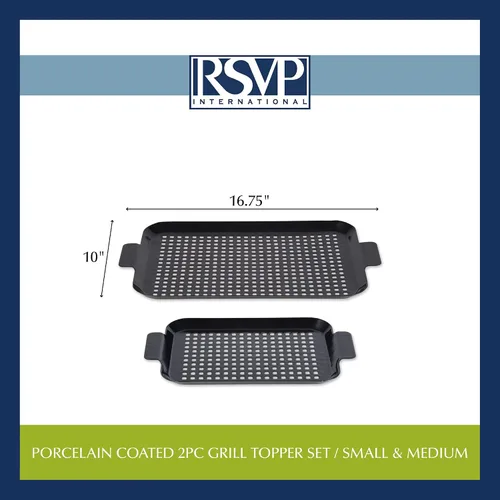 Miniatura 6 de RSVP International Bandeja de barbacoa de acero recubierto de porcelana, accesorios para asar al aire libre para cocinar pescado y verduras, apto