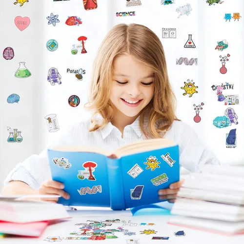 Miniatura 7 de Zonon 200 calcomanías de ciencia para estudiantes, niños, profesores de ciencias, imprescindibles para química, biología, física, calcomanías