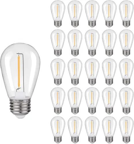 Miniatura 11 de KGC Bombillas LED de repuesto S14 inastillables e impermeables – 1 W equivalente a 10 W, blanco cálido 2200 K para exteriores, bombilla de filamento