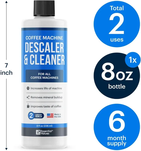 Miniatura 3 de Essential Values Solución Descalcificadora (8 fl oz / 236 ml) – Limpiador de Cafetera para Nespresso, Keurig, Breville y Más – Funciona en Todas