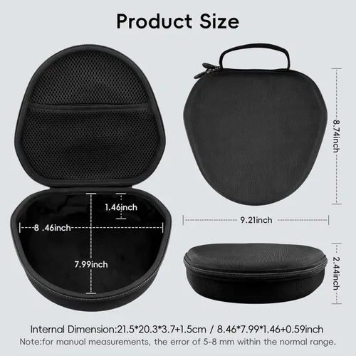 Miniatura 5 de khanka Estuche rígido de transporte para auriculares inalámbricos sobre la oreja de Apple AirPods Max 2/Apple AirPods Max, funda negra
