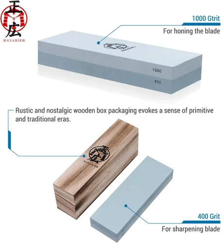 Miniatura 7 de Handmade Sword - Piedra de afilar de doble cara Masahiro, piedra afiladora de espadas Áspero 400 y 1000
