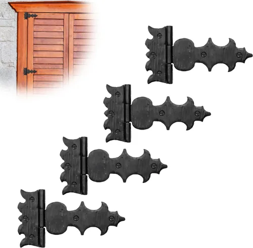 Miniatura 19 de Paquete de 2 bisagras de hierro forjado negro de 9 pulgadas, bisagras decorativas de hierro forjado, bisagras de hierro rústico para persianas
