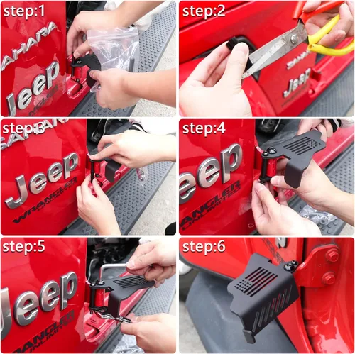 Miniatura 4 de Estriberas para puertas desactivadas para Jeep Wrangler, bisagra de puerta, clavija de pie delantera para Jeep Wrangler JK JKU JL JLU 4XE Gladiator