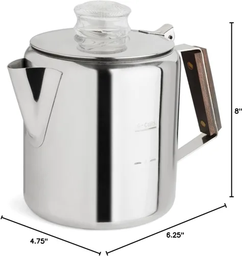 Miniatura 9 de Fox Run Rapid Brew - Percolador de café para estufa de acero inoxidable, 2-6 tazas