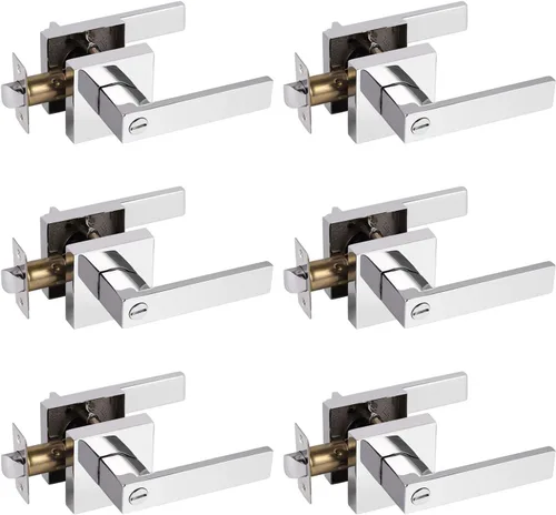 Miniatura 36 de Probrico Paquete de 4 manijas de puerta simuladas en negro mate, manijas interiores que no giran, manijas reversibles resistentes para interiores