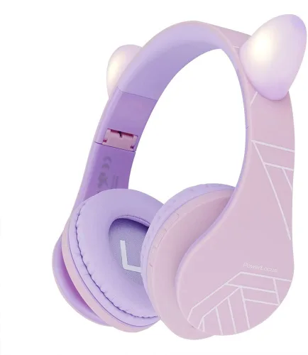 Miniatura 10 de PowerLocus - Auriculares sobre la oreja para niños, auriculares Bluetooth inalámbricos para niños, con micrófono, volumen limitado seguro de 85 dB