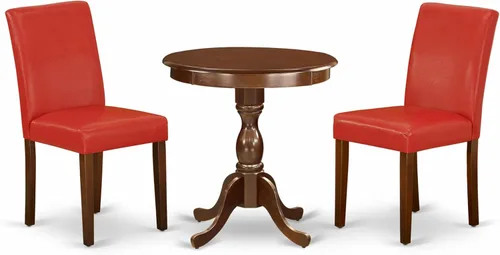 Miniatura 14 de East West Furniture ESAB3-BCH-06 - Juego de mesa de cocina de 3 piezas contiene una mesa de comedor redonda con pedestal y 2 sillas de comedor