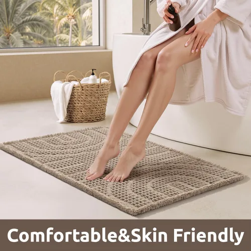 Miniatura 7 de AMOAMI Alfombra de baño Waffle, alfombras de baño súper absorbentes para el baño, alfombras de baño lavables a máquina sin deslizamiento, alfombras