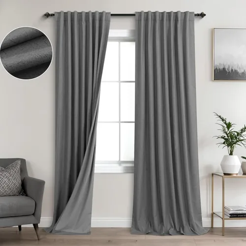 Miniatura 15 de KOUFALL - Cortinas de medio estilo francés de lino para ventana, juego de 2 cortinas cortas de 40 pulgadas de longitud, para privacidad, cortinas