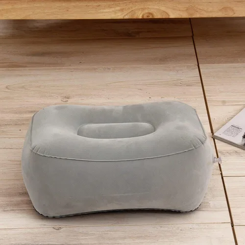 Miniatura 6 de Almohada inflable para descanso de pies, almohadilla para la cabeza, almohada de flocado suave, cojín de relajación para vuelos, otomanos con pierna