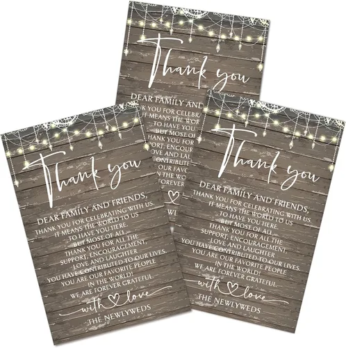 Miniatura 8 de Chinco 100 tarjetas de agradecimiento de boda, diseño de lugar de agradecimiento, para boda, 4 x 6 pulgadas, para fiesta, recepción, ensayo, cena