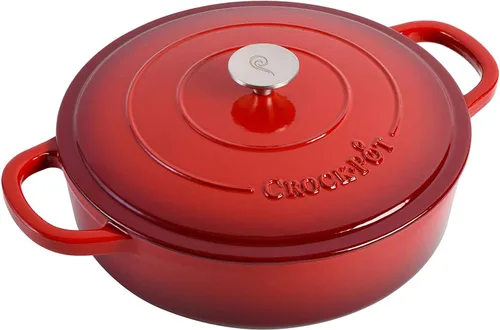 Miniatura 10 de Crock Pot Artisan - Cacerola de hierro fundido esmaltado con tapa, 5 cuartos de galón, azul aguamarina