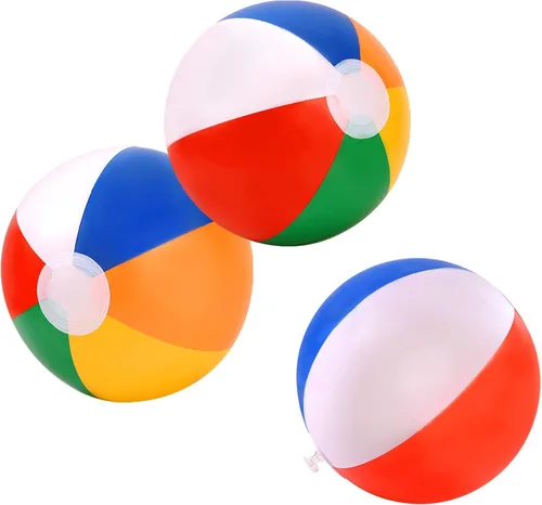 Miniatura 7 de Paquete de 5 bolas inflables de playa grandes de 24 pulgadas, color arcoíris, pelota de piscina, juguetes de piscina, pelotas de piscina