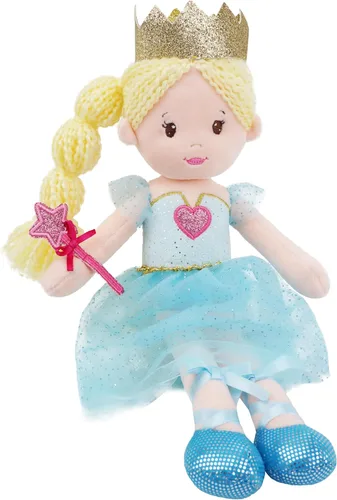 Miniatura 12 de June Garden Muñeca de trapo suave XL Princess Marina Crystalheart - Adorable muñeca de tamaño real de peluche para niñas, vestido azul
