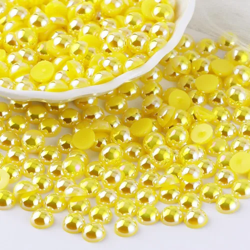Miniatura 19 de 1500 PIEZAS 4mm Perlas Blancas de Media Parte Plana para Manualidades Joyería Álbum de Recortes Decoración de Uñas, Perlas de Parte Plana para Blanco