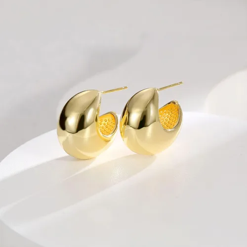 Miniatura 3 de Aretes gruesos de lágrima para mujer, juego de aretes de aro de moda Bottega, aretes de oro