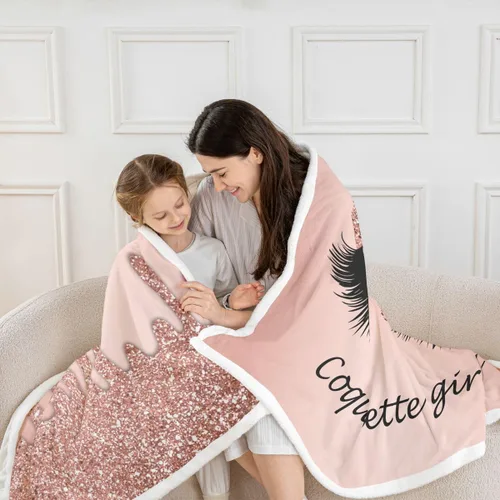 Miniatura 3 de Erosebridal Manta de vellón de pestañas de 40 x 50 pulgadas, hermosa manta de maquillaje femenino para niñas y mujeres, decoración de dormitorio