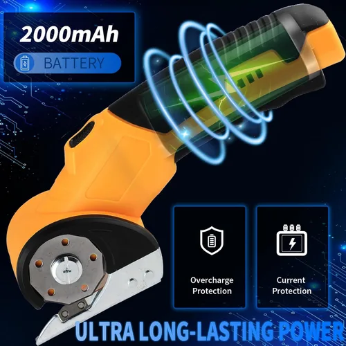 Miniatura 2 de Tijeras eléctricas con luz LED, motor sin escobillas de alta eficiencia, batería de 2000 mAh, hoja de acero de tungsteno para alfombra de tela