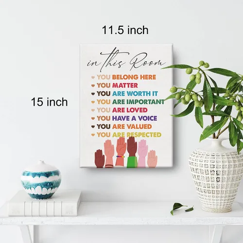 Miniatura 2 de Arte de pared inspirador de diversidad en esta habitación, lienzo de acuarela, impresiones para decoración de pared de aula, oficina, enmarcado