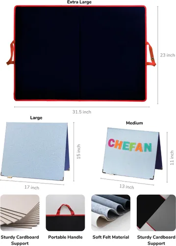 Miniatura 4 de CHEFAN Tablero de fieltro plegable para niños pequeños 22 x 13, tablero de franela independiente para niños, exhibición de narración para aulas