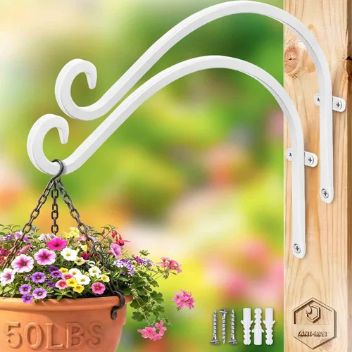 Miniatura 19 de Lifyzoon Soporte para plantas colgantes de alta resistencia: capacidad de peso de 50 libras, ganchos de metal negro para exteriores, ganchos