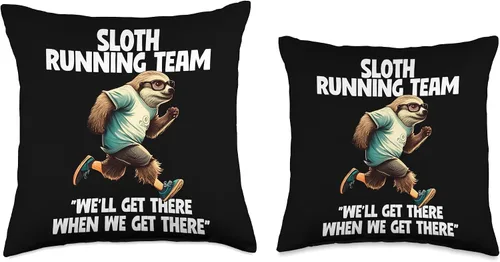 Miniatura 3 de Sloth Funny Designs Sloth Team Fitness - Almohada divertida con eslogan de correr, 16 x 16 pulgadas, multicolor