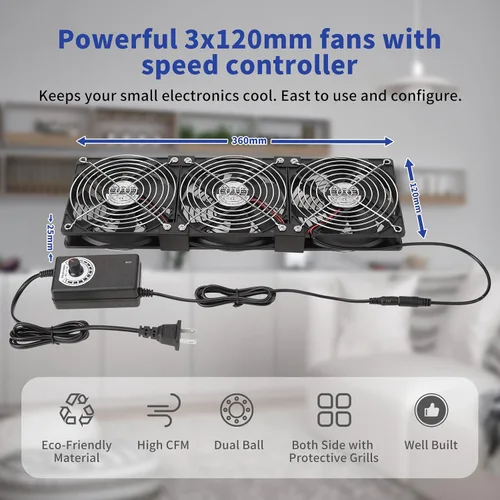 Miniatura 3 de Ventilador de computadora con enchufe de CA, ventilador de computadora de 12 V con CC 3-12 V a CA 100-240 V controlador de velocidad para Biltong