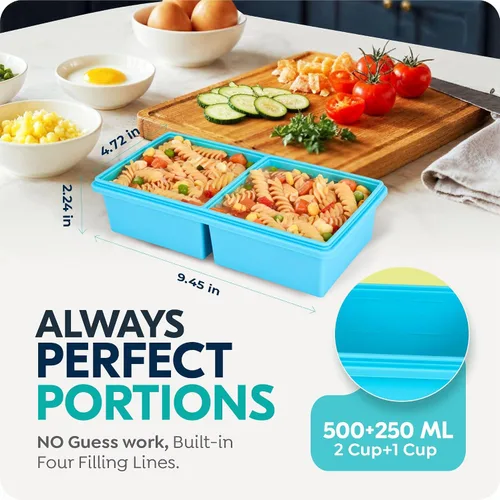 Miniatura 2 de Bandejas de silicona para congelador de 2 tazas con tapas, moldes de silicona para congelador de sopa, preparar comidas en porciones, lavavajillas