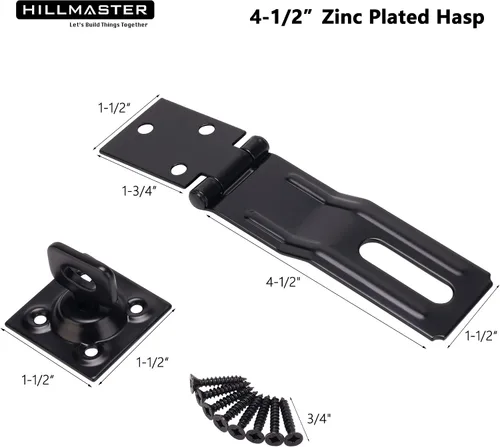 Miniatura 2 de HILLMASTER Cerrojos de seguridad con grapas giratorias, pestillo de puerta de puerta de 4-1/2 pulgadas con perilla giratoria, cerradura de cierre